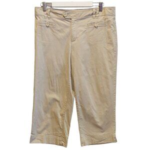 Dressbarn Capri Womens 14W tan Cropped Pants Stretch Boho Beachy Casual vacation